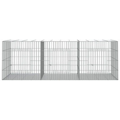 Cage à lapins 3 panneaux vidaXL, clapier, enclos pour animaux, en fer galvanisé